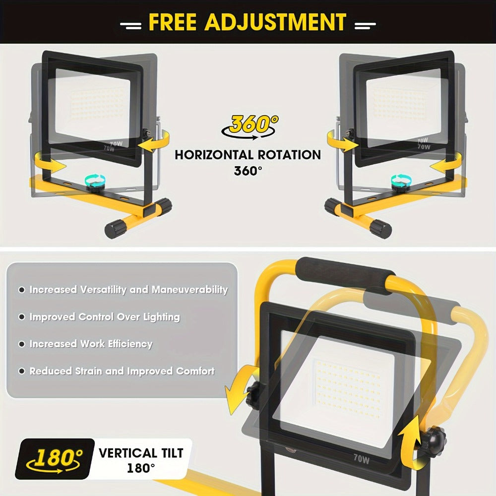LED Work Light with Tripod Stand 21600 Lumen IP66 Waterproof ¨C 216 x 1W High Brightness LED, 360¡ã Rotation, 16.5 Ft Power Cord for Outdoor Workshop Garage Construction Site Commercial Lighting