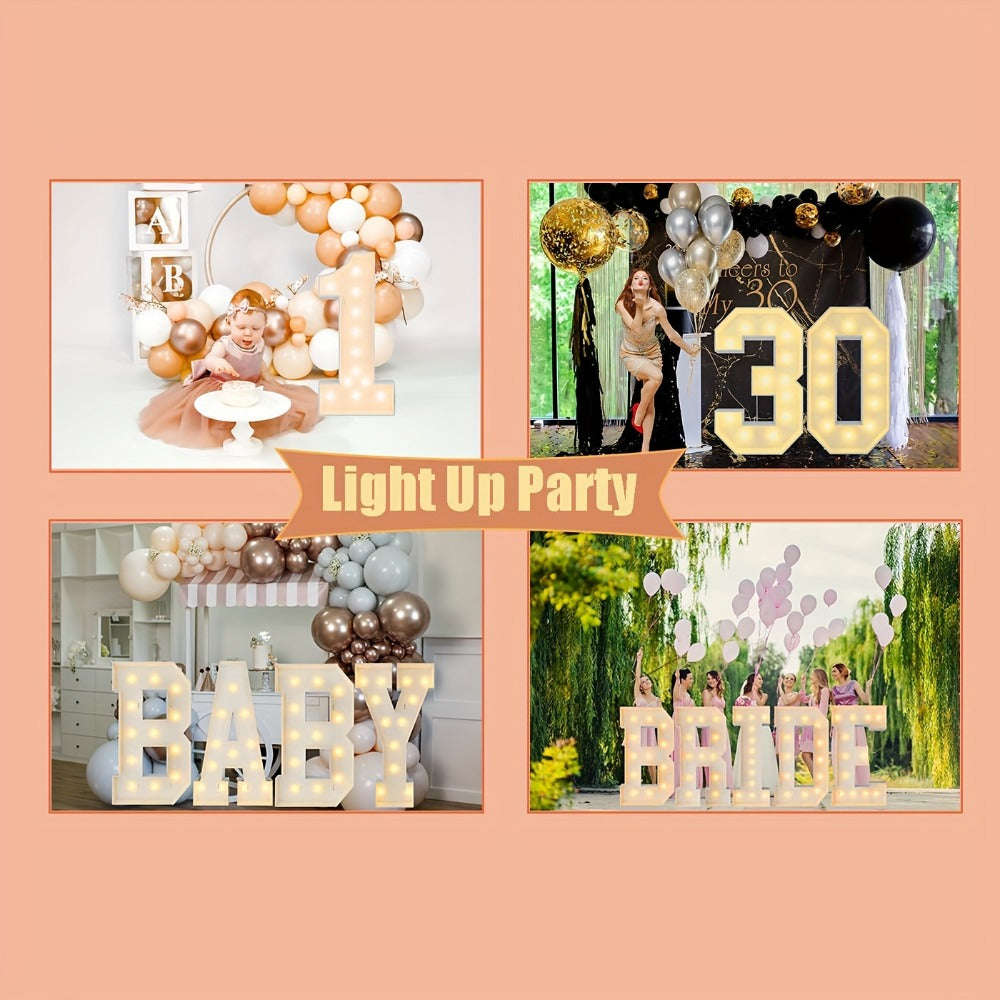 3ft Glowing Number Sign ¨C Warm White LED 3D KT Board 36 Inch Freestanding Party Decoration for Birthday Anniversary Wedding