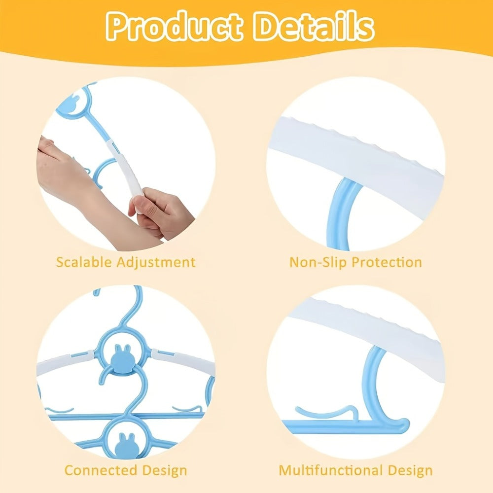 Baby Clothes Hangers Non-Slip Adjustable 11-14 Inch Kids Hangers Space Saving Stackable Toddler Infant Closet Hangers for Nursery Bedroom Wardrobe Organization