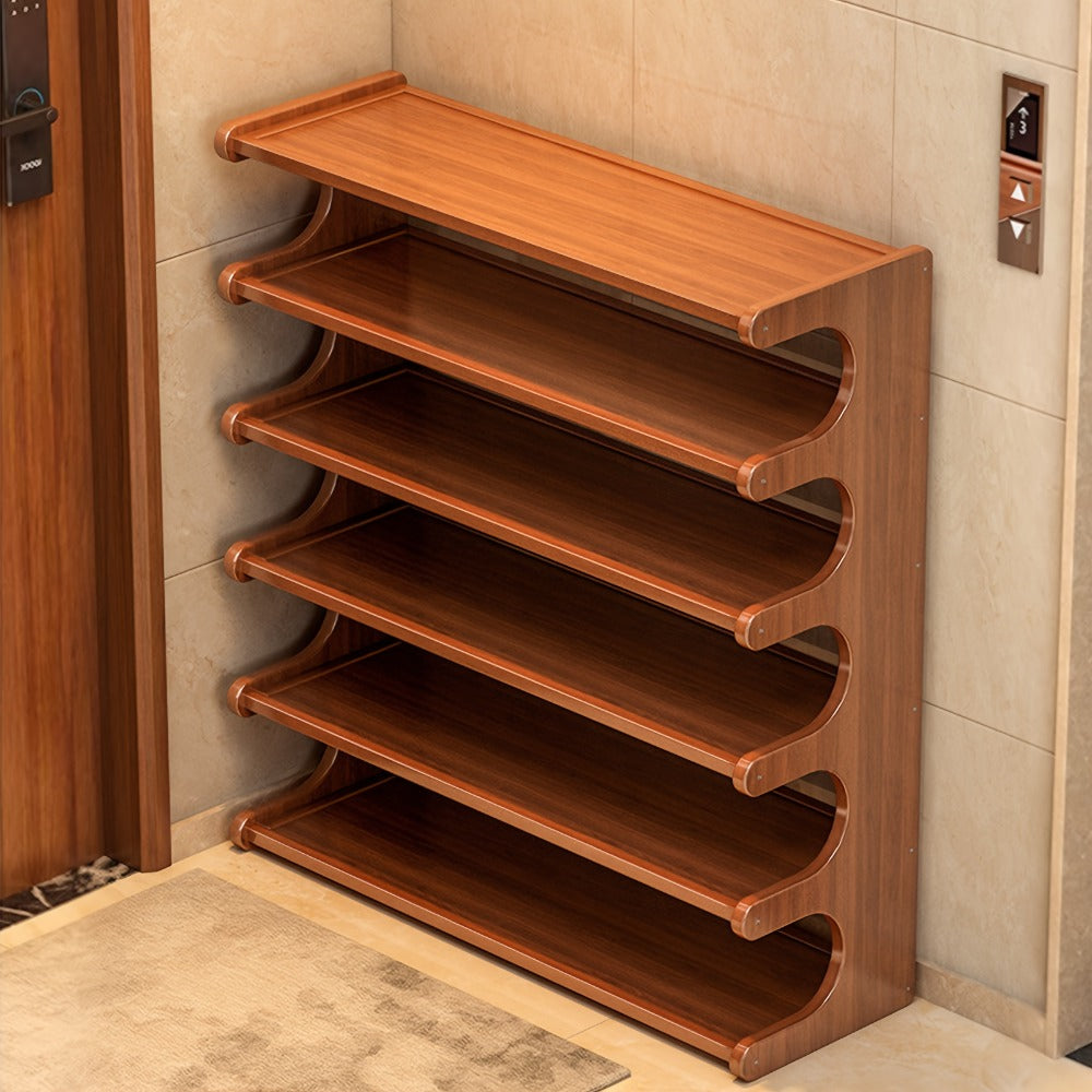Bamboo Shoe Rack 3/5/6 Layer Freestanding Storage Organizer for Entryway, Dorm & Closet ¨C Space-Saving Multi-Tier Shoe Shelf, Easy Assembly, Brown