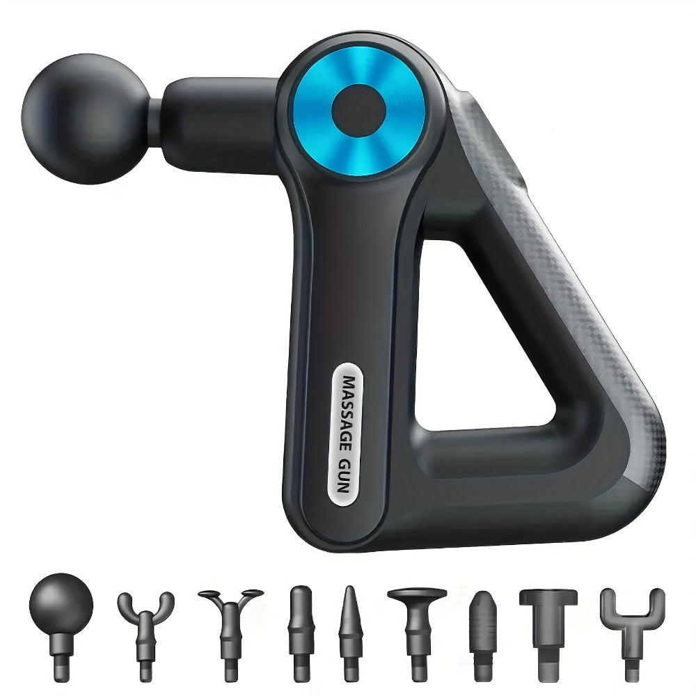 Massage Gun Deep Tissue Percussion Massager Portable | 9 Attachments 9 Speed Settings Muscle Relief Fatigue Recovery Pain Alleviation | Compact Handheld Body Massager for Athletes Gym Home Office | Blue Black Golden Black