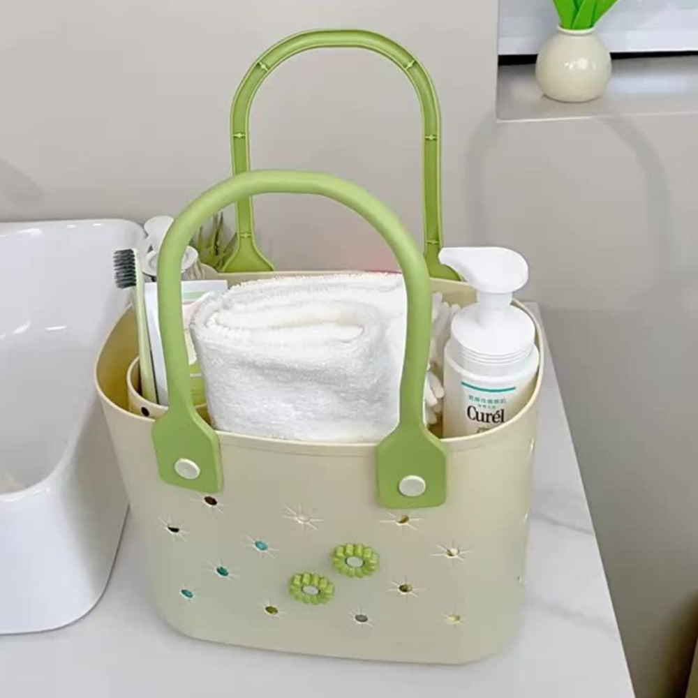 Shower Caddy Basket with Handles - Large Mesh Waterproof Bath Organizer Drainable Sand Water Resistant for Beach Bathroom Dorm College Toiletries Storage Portable Travel Caddy Tote Bag
