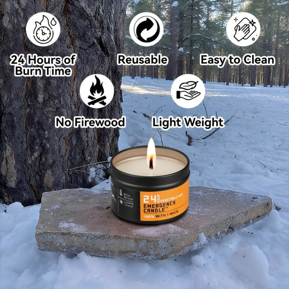 Emergency Soy Wax Candles 24-Hour Long Burning ¨C 4 or 6 Pack Unscented Single-Wick Candles in Golden Tin for Power Outages, Survival, Camping, Hunting & Outdoor Activities | Bulk Emergency Candle Set