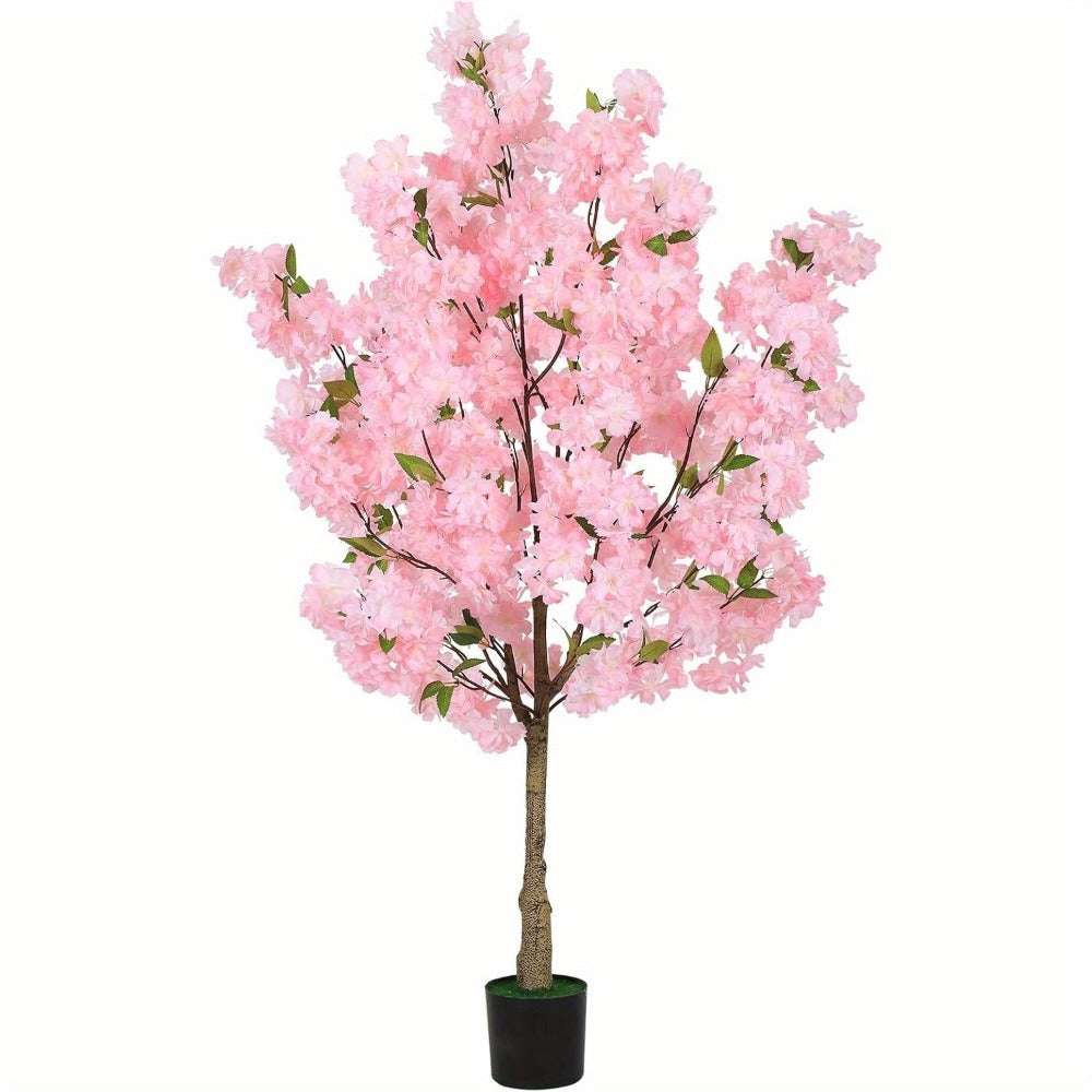 Artificial Cherry Blossom Tree 6ft Tall Faux Pink Silk Flower Tree with Moss Pot for Home Office Living Room Indoor Decor