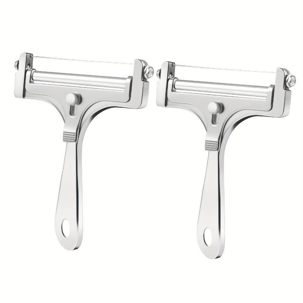 Cheese Slicer Adjustable Thickness 2-Pack, Stainless Steel Wire Cheese Cutter for Hard & Soft Cheese, Manual Kitchen Cheese Cutting Tool for Home Charcuterie Board Entertaining