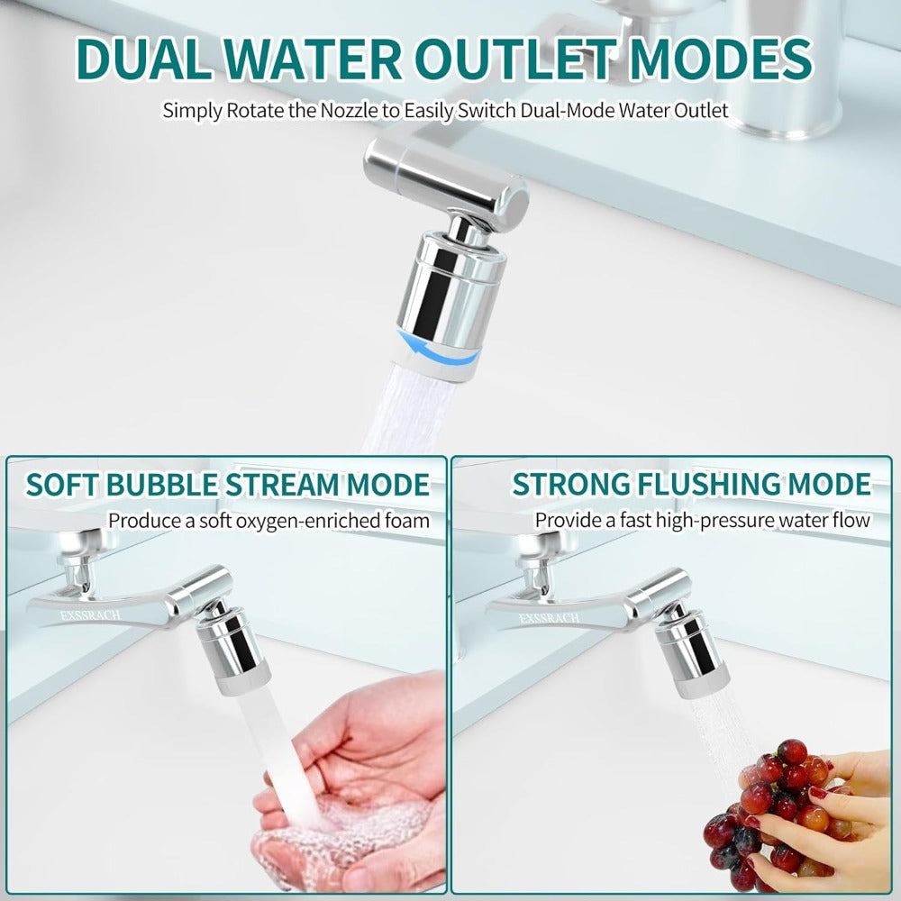 1440¡ã Rotating Faucet Extender Brass Multifunctional 1080¡ã 360¡ã Swivel Robotic Arm Sink Aerator 2 Water Outlet Modes for Kitchen Bathroom Silver