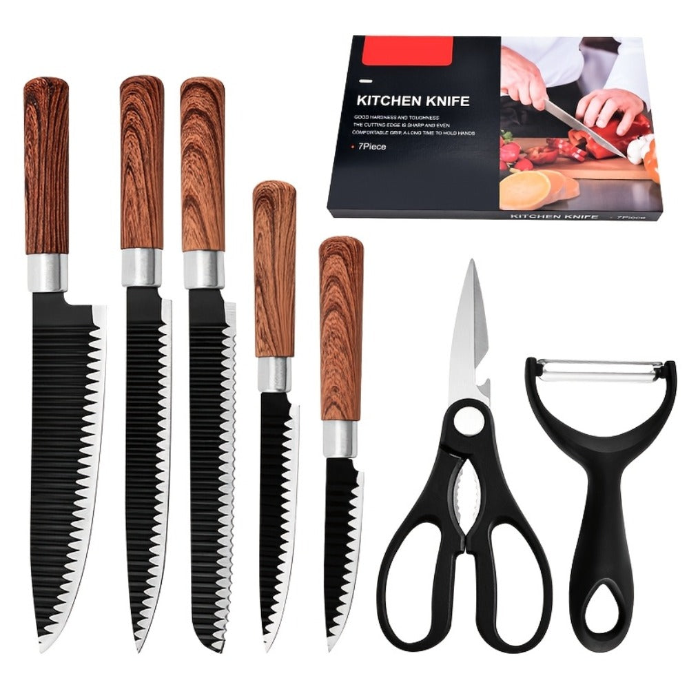 Hand Forged Chef Knife Set with Knife Rack Butcher Knife Bone Cutter Meat Cleaver Vegetable Chopper Kitchen Knife Set for Cooking Camping BBQ Outdoor Hunting Holiday Gift