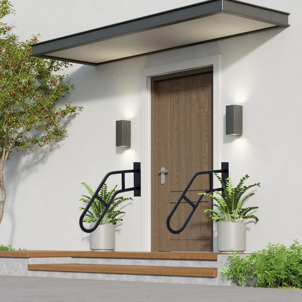 Stair Handrail Outdoor Anti-Slip Wall Mounted for 1-3 Steps ¨C U-Shaped Carbon Steel Grab Bar, 600 lb Capacity, Rust-Resistant, for Porch, Garden, Bathroom ¨C Safe for Elderly, Kids, Disabled & Pregnant