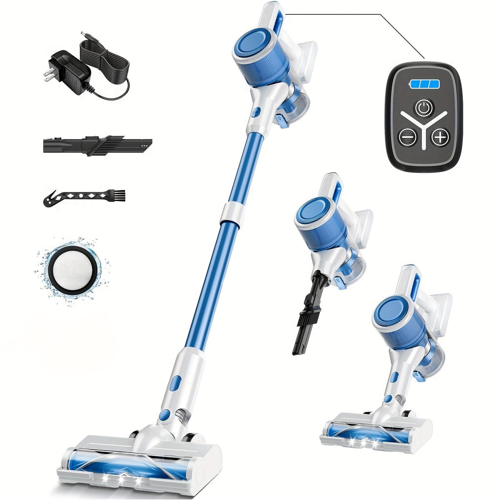 Stick Vacuum Cleaner 70Kpa MAX Suction Cordless & Corded 8-in-1 Handheld Vacuum for Hard Floors, Carpets & Pet Hair - Lightweight with Detachable Battery, LED Display, Up to 45 Min Runtime, Multiple Colors
