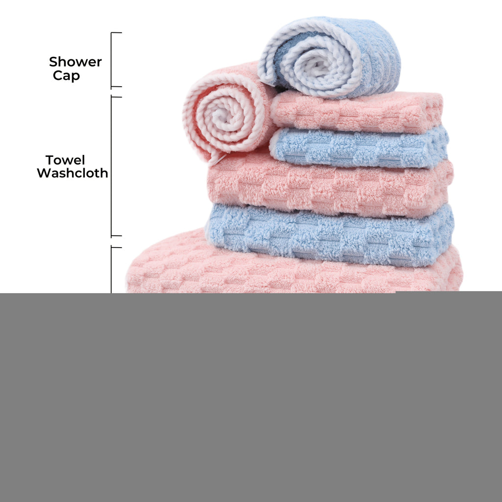 Waffle Weave Bath Towels Set 4 Pack or 8 Pack - Ultra Soft Super Absorbent Quick Dry Microfiber Moire Textured Towels | Spa Gym Travel Daily Use | Multi-Color Sets Gray Pink Blue Beige Gift Set