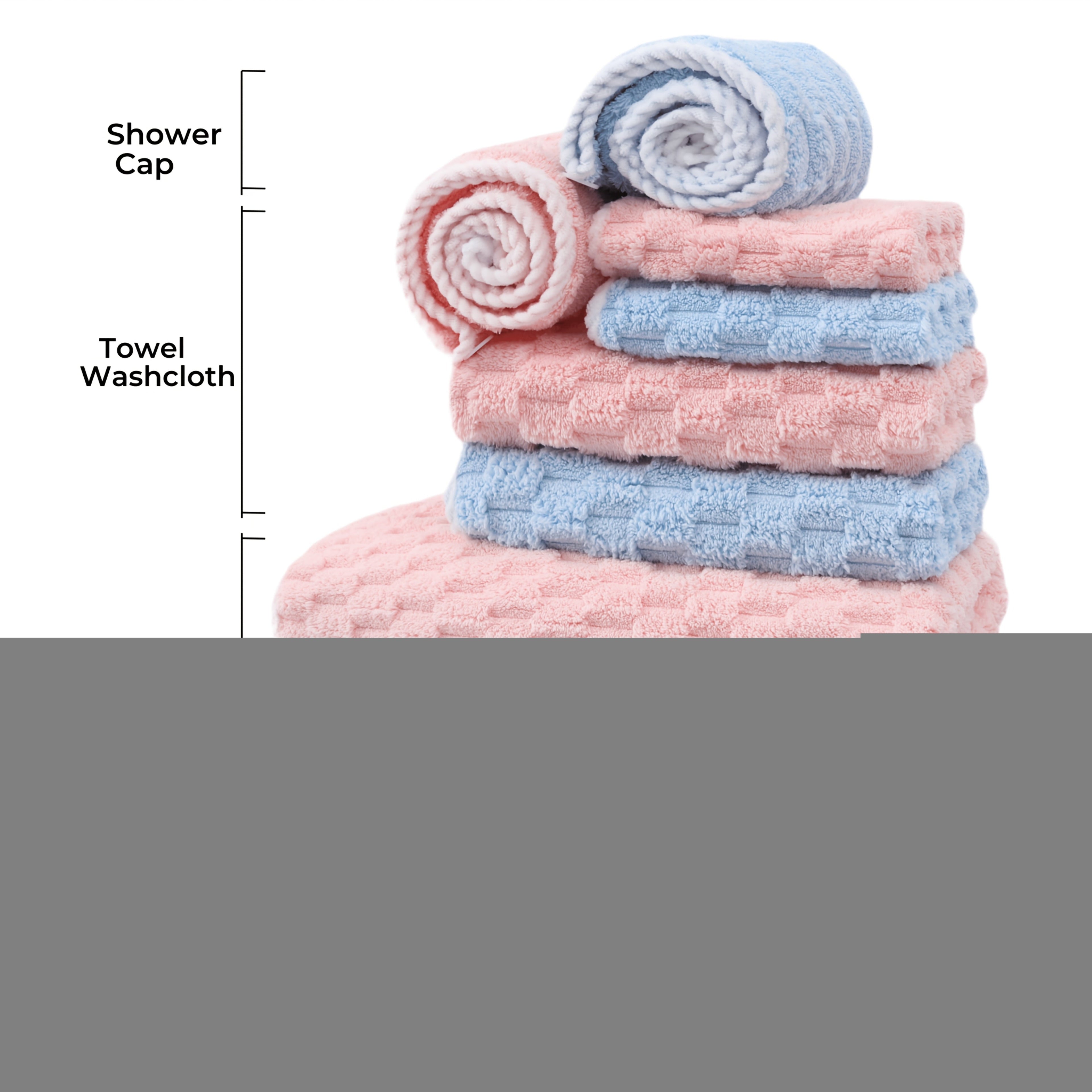 Waffle Weave Bath Towels Set 4 Pack or 8 Pack - Ultra Soft Super Absorbent Quick Dry Microfiber Moire Textured Towels | Spa Gym Travel Daily Use | Multi-Color Sets Gray Pink Blue Beige Gift Set