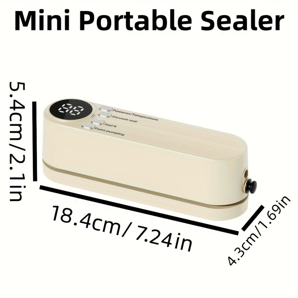 Vacuum Food Sealer Machine USB Rechargeable ¨C Portable One-Touch Automatic Food Vacuum Sealer with Inflation Mode & Digital Display for Kitchen Freshness, Camping, Office & Home Use