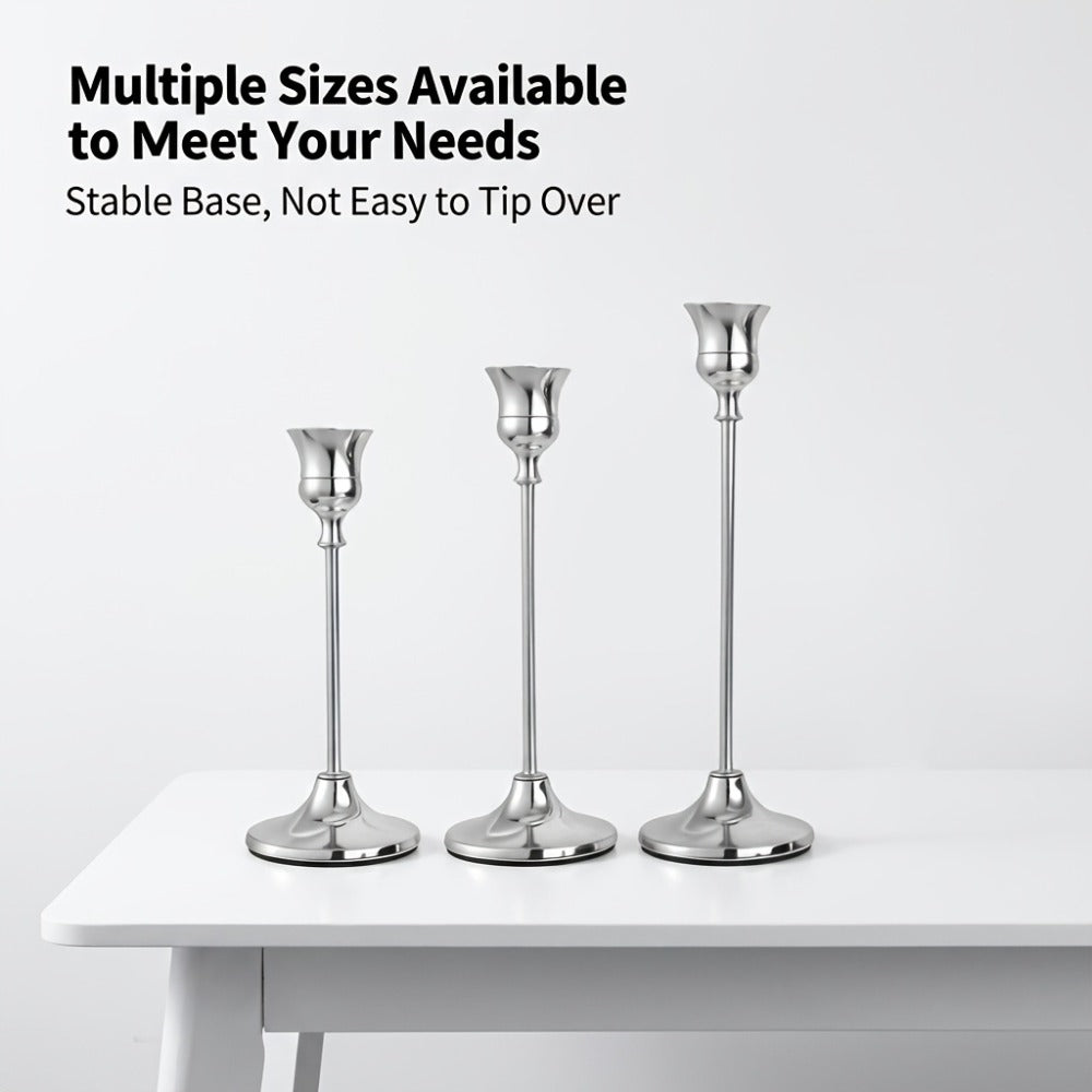 Copper Plated Candlestick Holders Bulk Set ¨C Retro Minimalist Taper Candle Holders for Wedding Birthday Christmas Dining Table Fireplace Decor