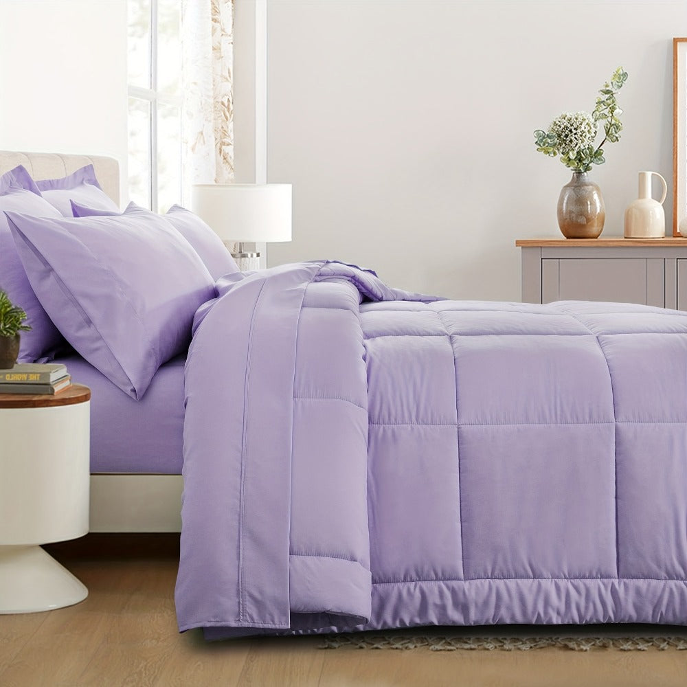 7 Piece Comforter Set Luxury Soft Fluffy Bedding All Season Bed in a Bag with Comforter Fitted Sheet Flat Sheet Pillowcases Hypoallergenic Breathable Easy Care Queen King Twin XL Full