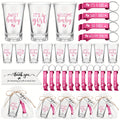 Baby Shower Party Favors 96pcs for 24 Guests - Shot Glasses Bottle Openers Thank You Tags Organza Bags Pink Gender Reveal Return Gifts Boy Girl Shower Prize Set