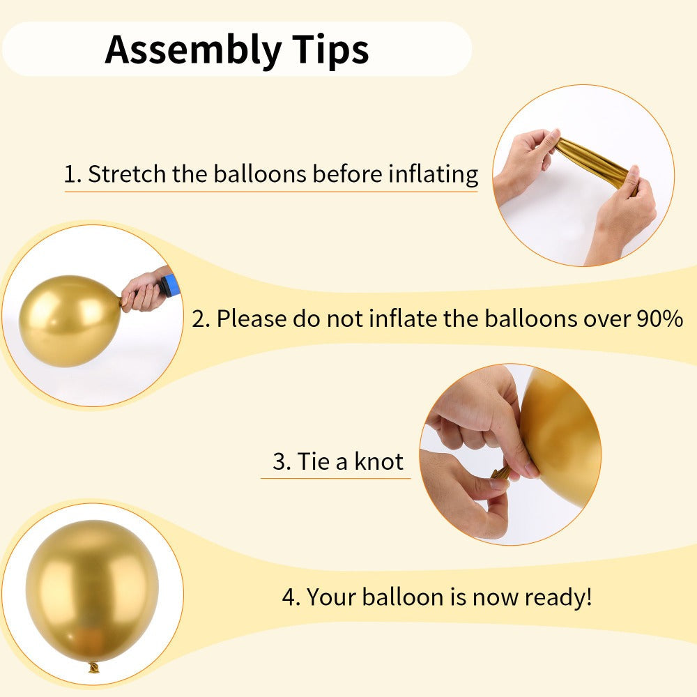 Balloon Garland Arch Kit 130PCS Metallic Gold ¨C 18¡± 12¡± 10¡± 5¡± Latex Balloons with Ribbon & Glue Dots for Birthday Baby Shower Wedding Graduation Party Decorations DIY Balloon Arch Set