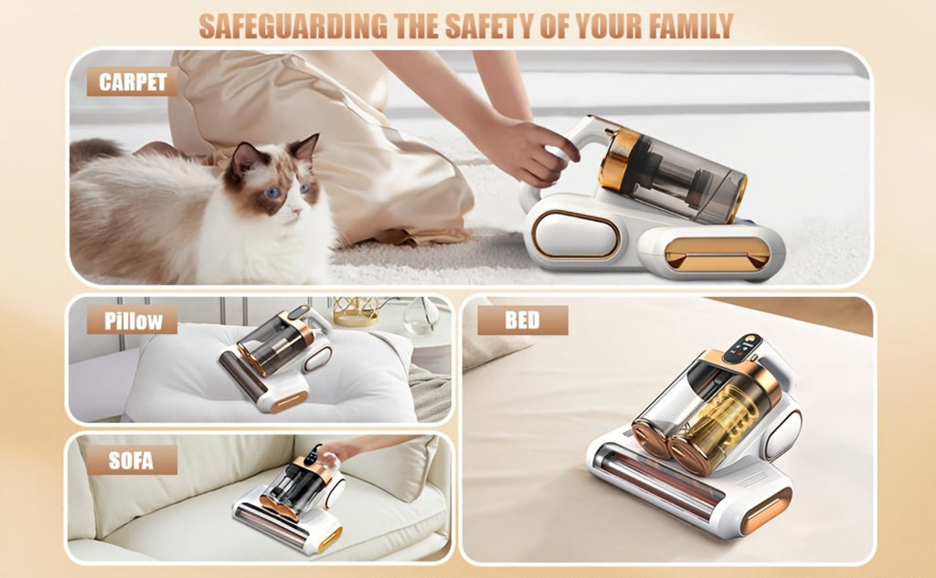 Cordless Mattress Vacuum Cleaner 16Kpa UV Light & 80000 RPM Sonic Technology, 3-Min Fast Charge Handheld Bed Vacuum for Mattress Sofa Carpet Dust Mites