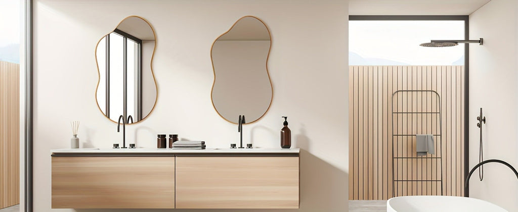 Boho Irregular Wall Mirror - Gold Aluminum Alloy Frame Asymmetrical Decorative Mirror for Bathroom Bedroom Living Room Entryway Cloakroom Wall Decor