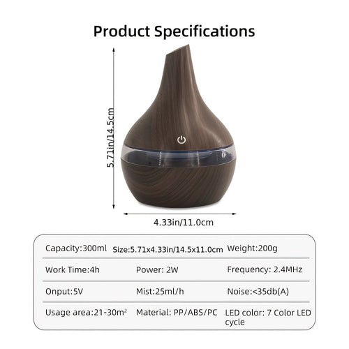2-Pack Cool Mist Humidifier & Aromatherapy Essential Oil Diffuser ¨C Includes 16 Essential Oils & 7-Color Lights, 10.14oz Home Diffuser Set for Bedroom, Living Room & Office, Black