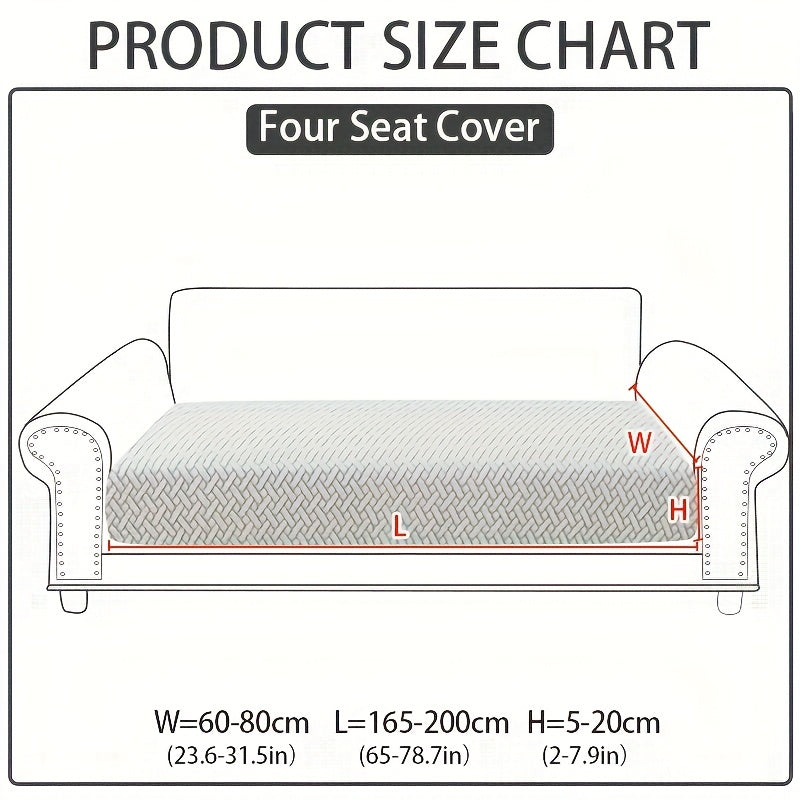Jacquard Stretch Sofa Cover Non-Slip | Elastic Wear-Resistant Couch Slipcover, Polyester Jacquard Fabric, 1 to 4 Seat Sectional L-Shape, Armrest Backrest, Machine Washable