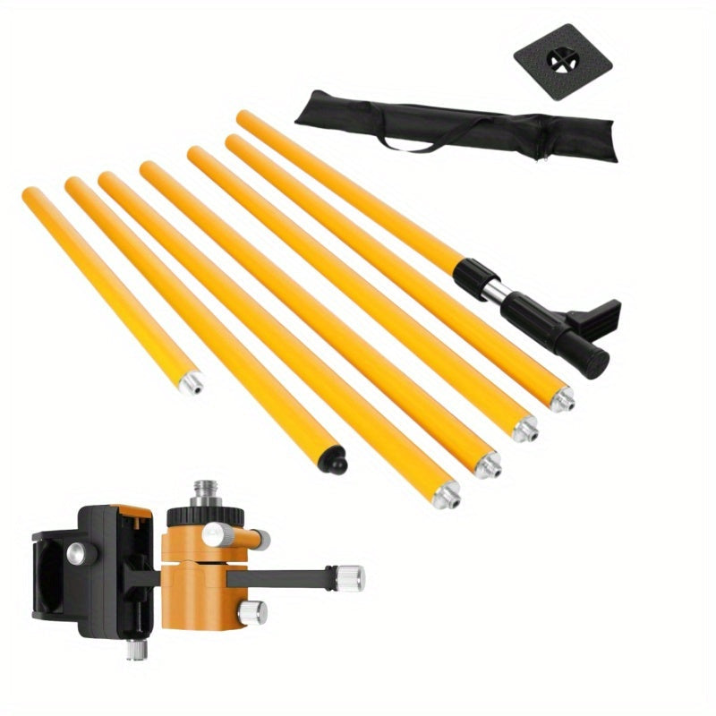 Laser Level Pole Telescopic Grade Rod 11FT/19FT Adjustable Support Staff with 1/4¡±-20 Mount & 5/8¡±-11 Adapter for Rotary Line Laser Leveling Alignment