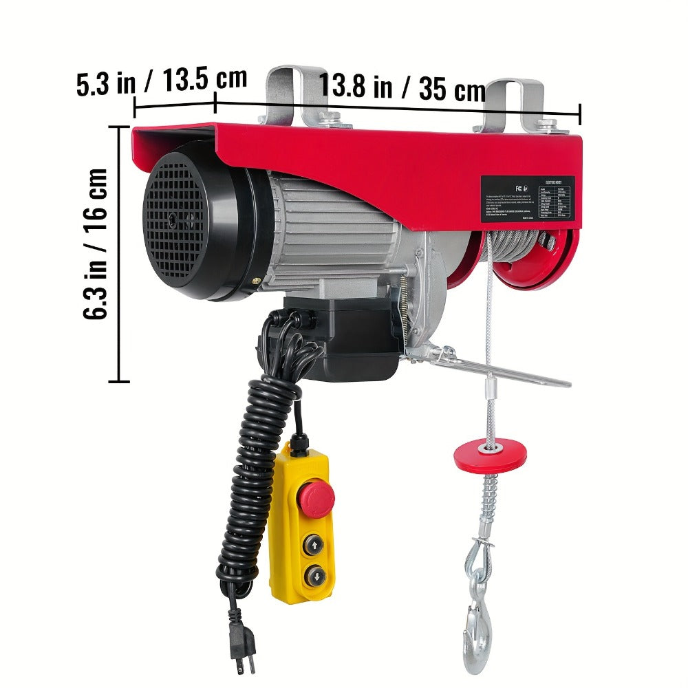 Electric Hoist 440 lb Garage Hoist Winch 120V ¨C 220 lb Single Rope / 440 lb Dual Rope, 40 ft Lift Height, Solid Copper Motor, Emergency Stop Switch, 5.25 ft Corded Control for Garage, Workshop & Construction