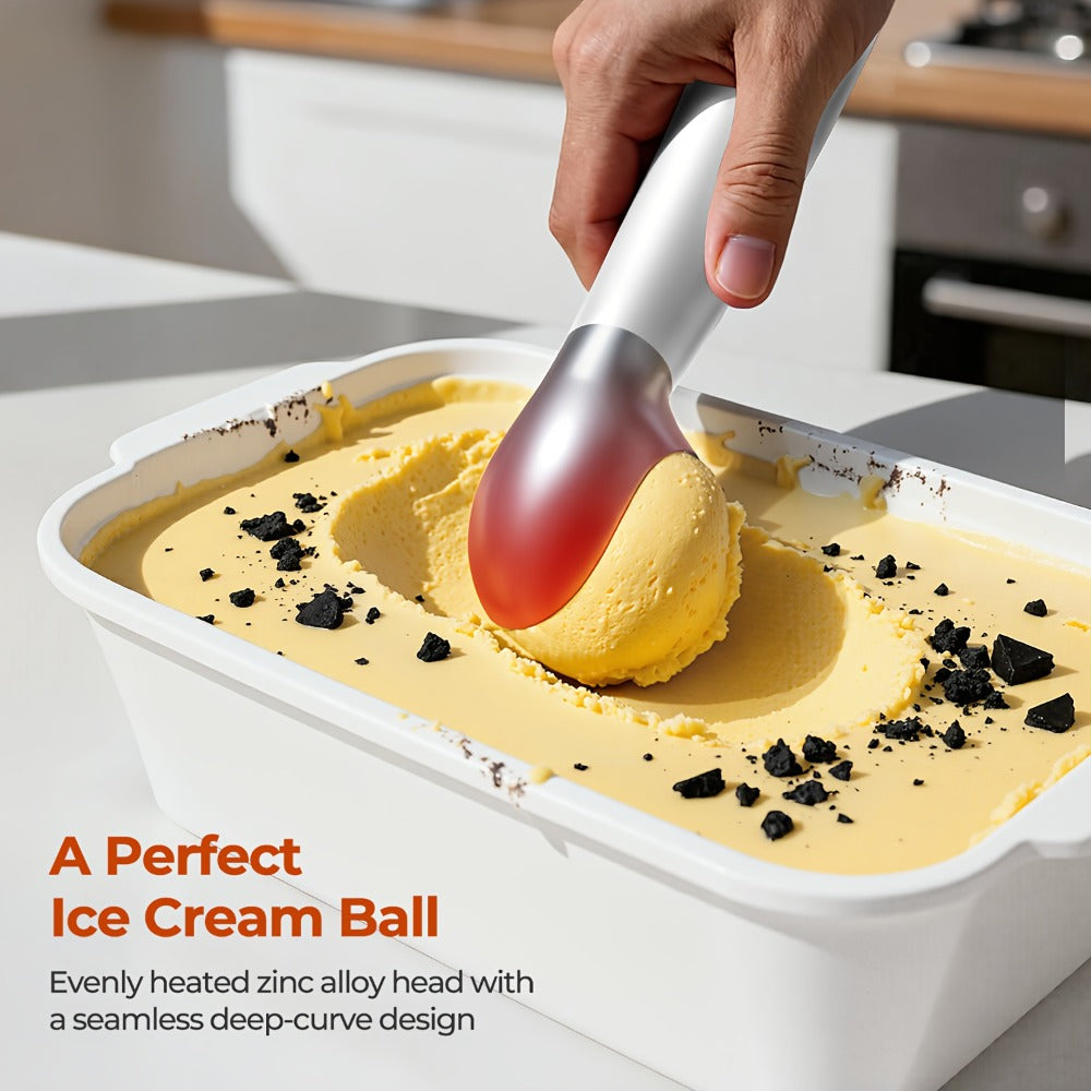 Electric Heated Ice Cream Scoop USB-C Rechargeable with 3 Temperature Settings 120¡ãF 140¡ãF 160¡ãF IPX7 Waterproof Ergonomic Handle Gift for Ice Cream Lovers