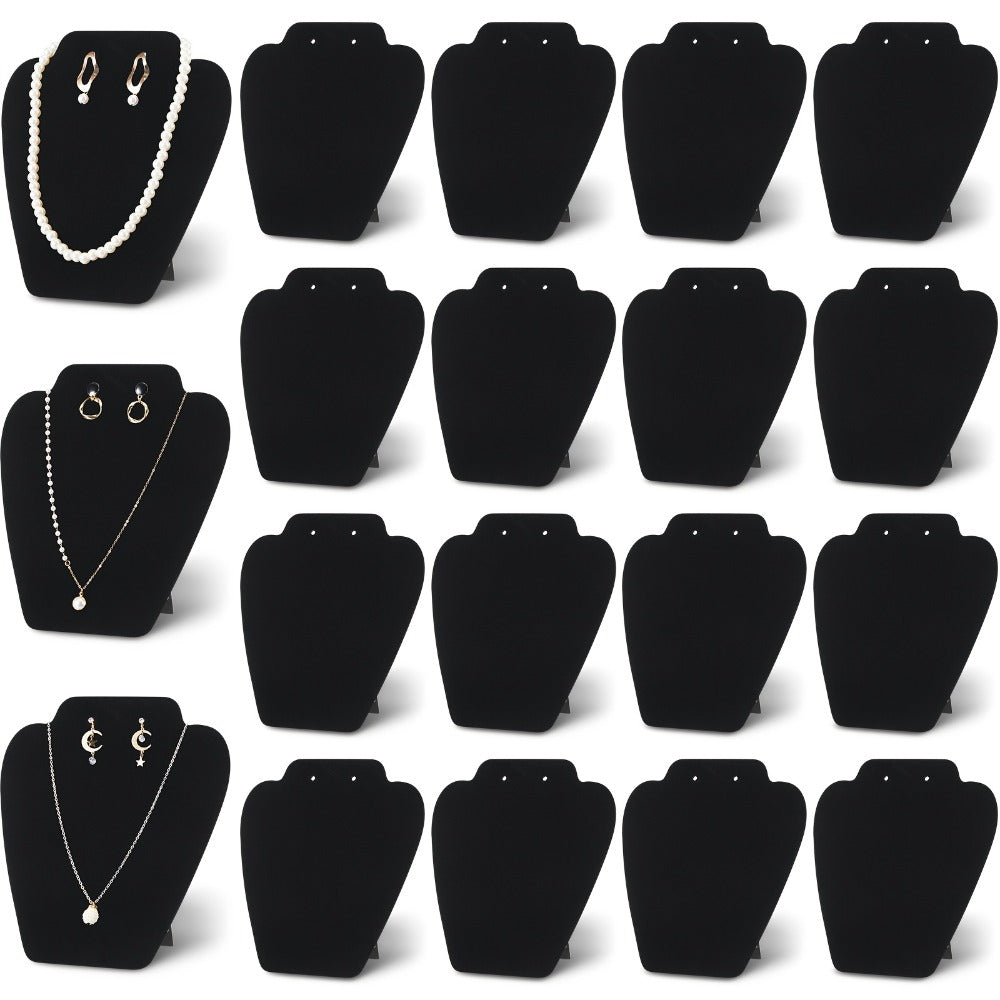 Necklace Display Stand Black Velvet 24pcs Collapsible Jewelry Easel Holder for Necklace Earrings Bracelet Home Store Jewelry Rack Tower Organizer 7.38'' x 8.25''