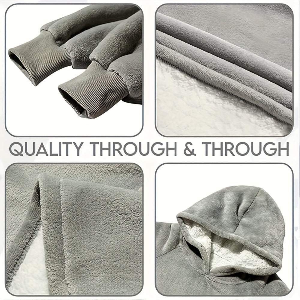 Hooded Wearable Blanket ¨C Double-Sided Flannel Suede Hoodie Blanket for Women & Men, 500gsm Oversized Warm Cozy Sweatshirt