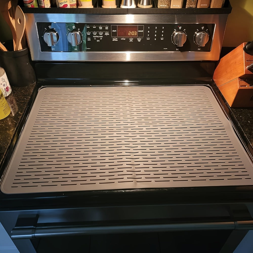 Silicone Stove Top Cover Protector 28x20 Inch ¨C Heat-Resistant Glass Cooktop Cover for Electric & Ceramic Stoves, Scratch-Proof Surface Mat & Kitchen Dish Drying Pad