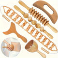 Wooden Massage Tool Set 6pcs Manual Facial Massager Kit with Wood Rollers Pointed Bead Textured Heads for Face Neck Full Body Relaxation Stress Relief Wellness Spa Gift for Women Men