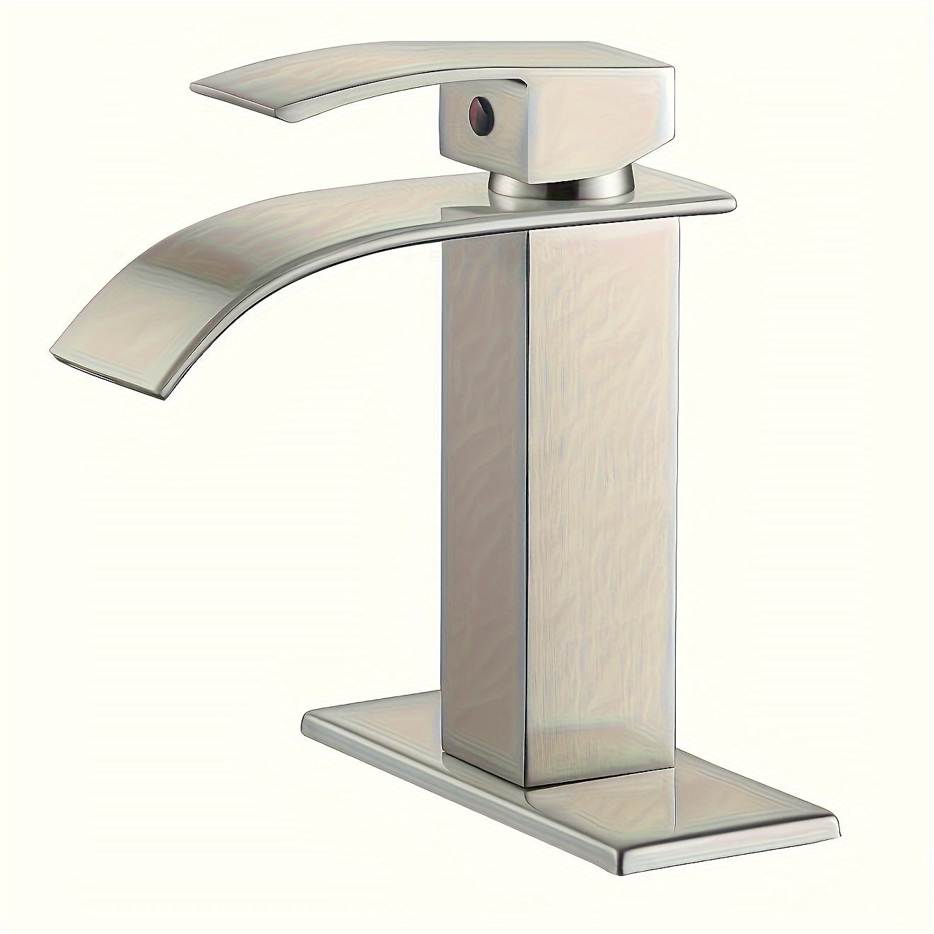 Waterfall Bathroom Sink Faucet, Single Hole or 3-Hole Mixer Tap with 6¡± Deck Plate, Ceramic Valve, Vanity Faucet for Farmhouse RV Bathroom, Brushed Gold Matte Black Nickel Chrome