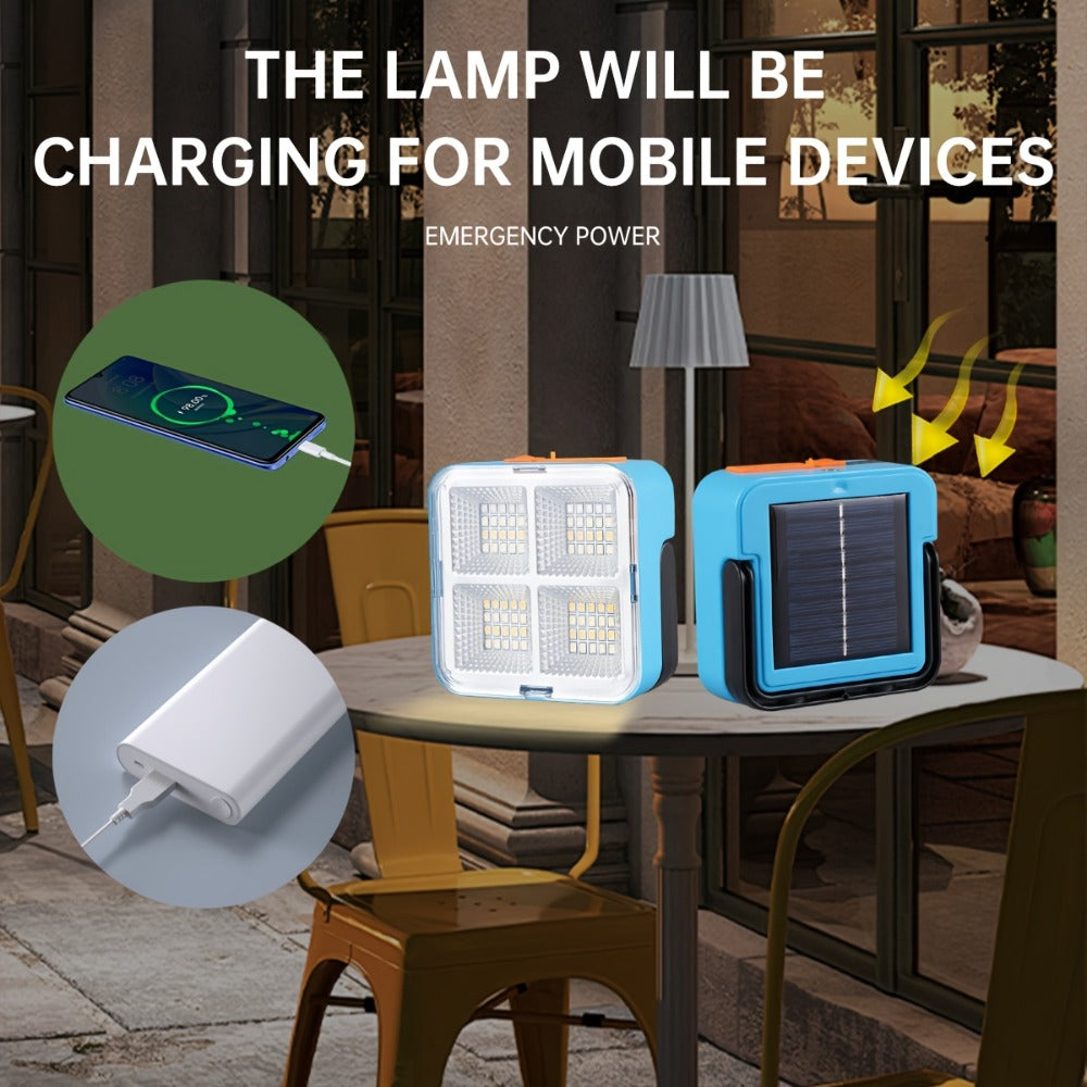 Solar Camping Lantern Ultra-Bright 4 Adjustable Modes ¨C Solar & USB Rechargeable Multifunctional Searchlight with Bracket & Hook for Camping, Hiking, Emergency & Outdoor Use