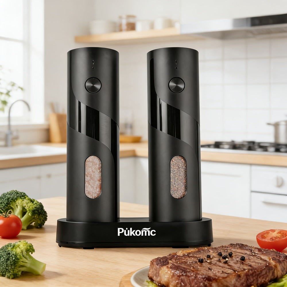 Electric Pepper Grinder Set of 2, Rechargeable with Charging Base, 6 Adjustable Coarseness Settings, Built-in LED Light & ABS Motor ¡ª Salt & Pepper Mill for Peppercorns & Spices, Brush Included