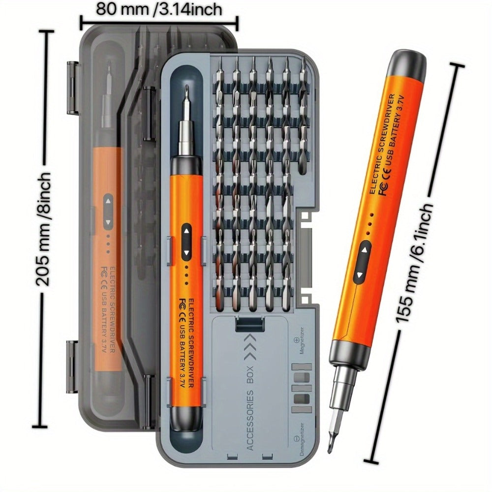 Electric Screwdriver Set 48-in-1, Cordless USB Rechargeable Precision Repair Kit with 38 Magnetic Bits for Phone, Laptop, Camera, Watch
