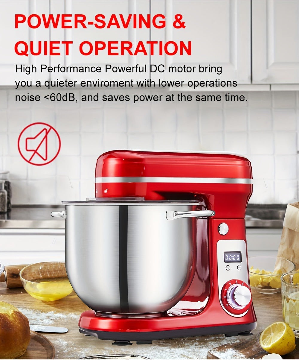 Stand Mixer 1200W 6L Stainless Steel Bowl - Kitchen Food Stand Mixer with Dough Hook, Whisk & Beater, 6-Speed Tilt-Head Electric Mixer for Baking, Kneading, Whipping, Red