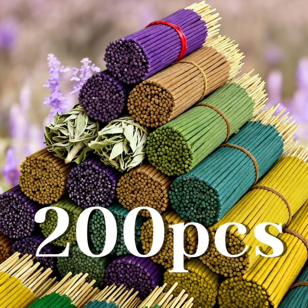 Incense Sticks 200pcs Aromatherapy Incense Set 4 Scents for Meditation Yoga Purification Home Fragrance Long Lasting Sandalwood Jasmine Rose Lavender Sage Gift