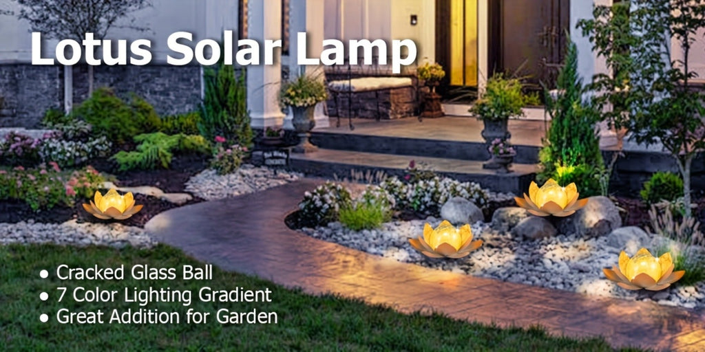 Solar Lotus Cracked Glass Ball Garden Lamp 2pcs ¨C Waterproof Metal Cracked Ball Solar Light for Outdoor & Indoor Decoration | Garden, Balcony, Dining Table & Living Room Decor | Father¡¯s Day Gift