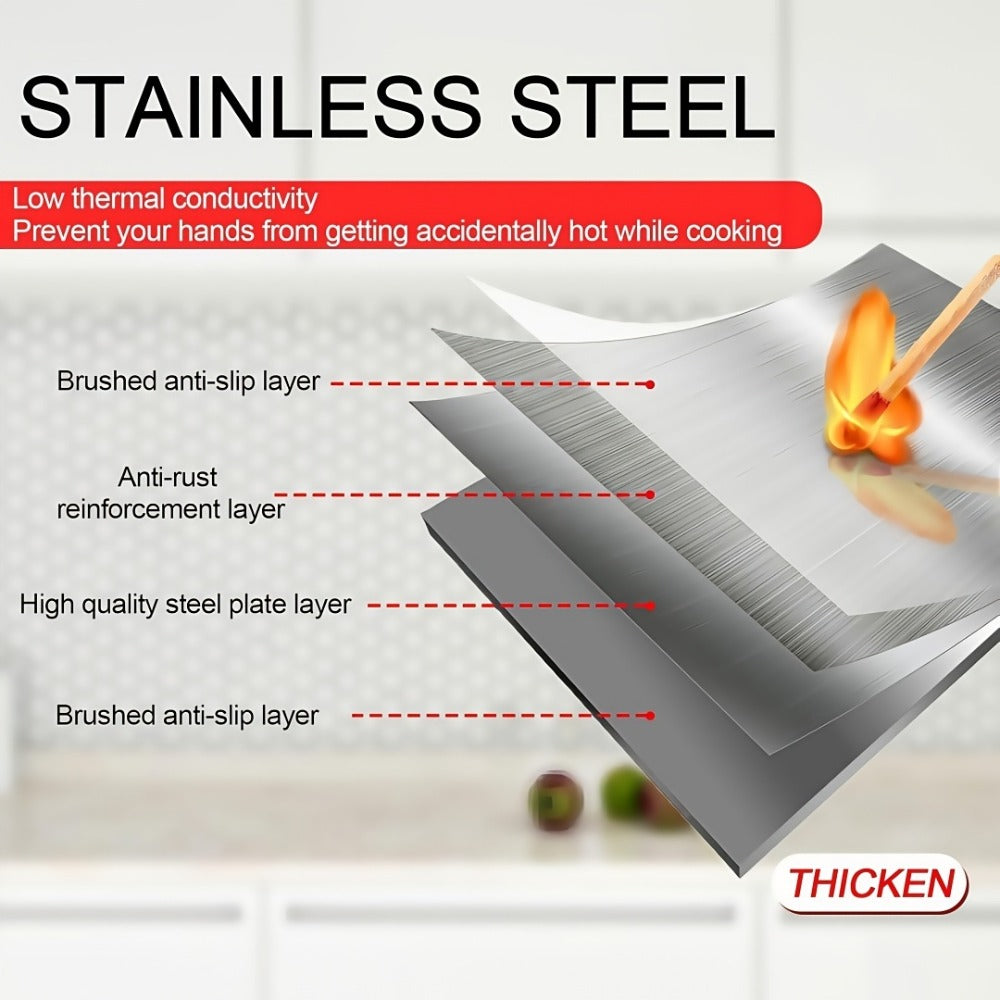 Stainless Steel Splatter Screen 4-Sided Foldable Stovetop Grease Guard - 31.5¡± Oil Splash Shield for Frying Pan, Gas Range & Induction Cooktop, Heat Resistant Nonstick Kitchen Backsplash Protector