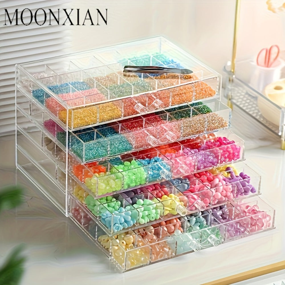 Jewelry Storage Box 5-Layer Drawer Organizer ¨C Transparent Nail Art Accessory Storage Container for Earrings Rings Necklaces Beads 120 Cells