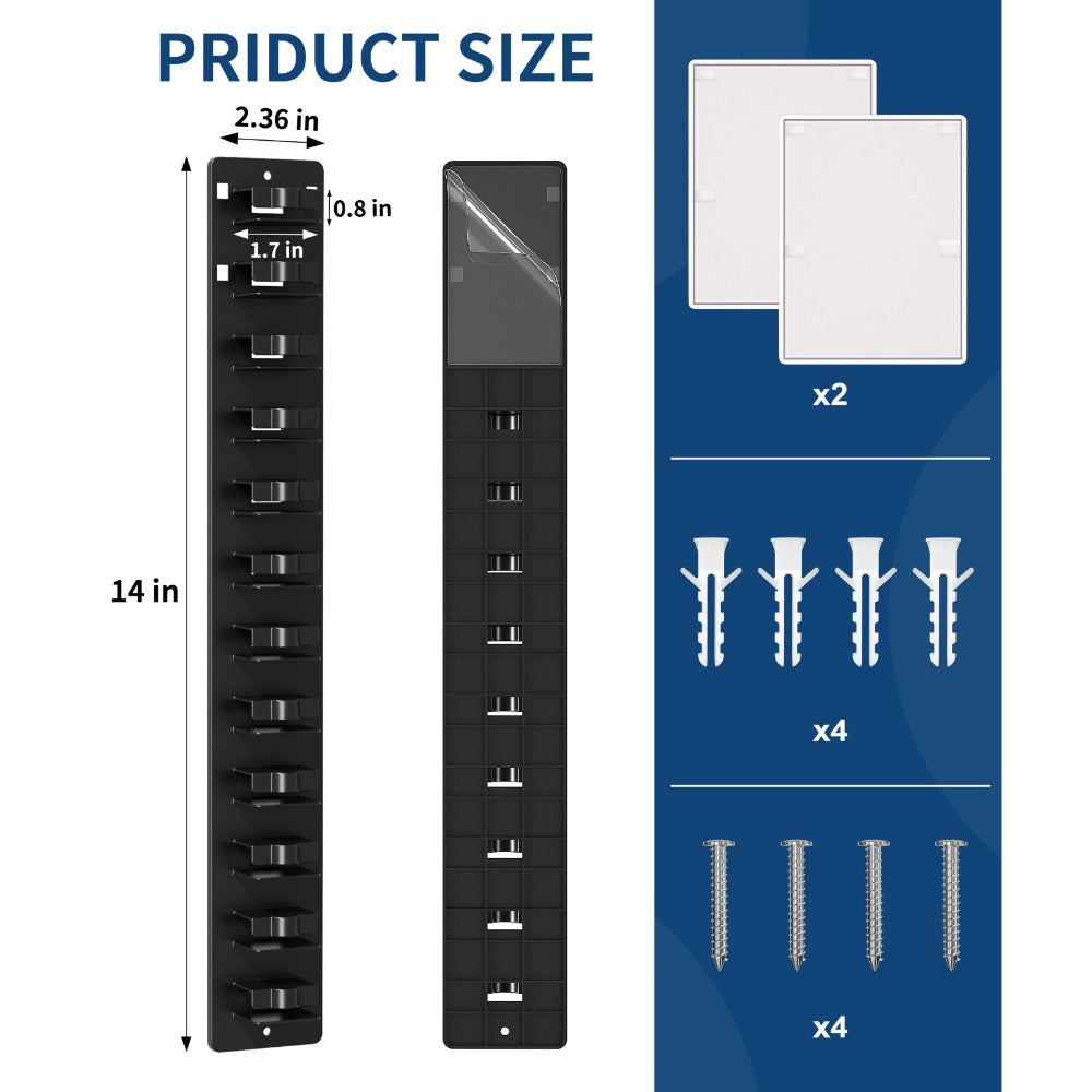 Hat Organizer Wall Mounted 2-Pack, 24-Cap Capacity Storage Hooks, Adhesive or Drill Install, Closet Entryway Bedroom Hat Rack, Durable Polypropylene, Space-Saving Vertical Display