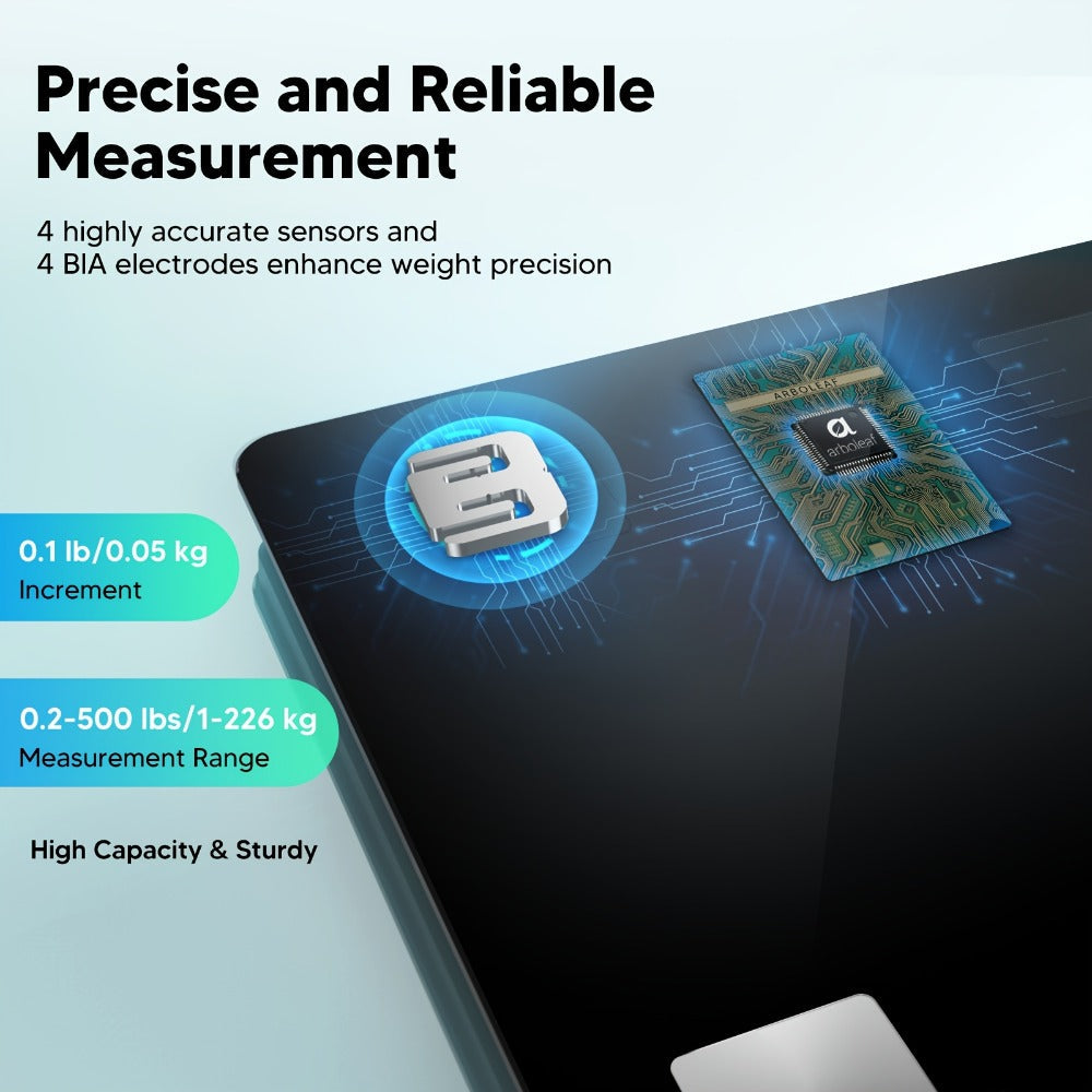 Smart Body Scale 14-in-1 ¨C Body Fat Scale with BMI, Muscle Mass & 14 Health Metrics, Wireless Bluetooth App Sync, Auto Recognition, 500 lb Capacity, HD LED Display for Home & Gym Use