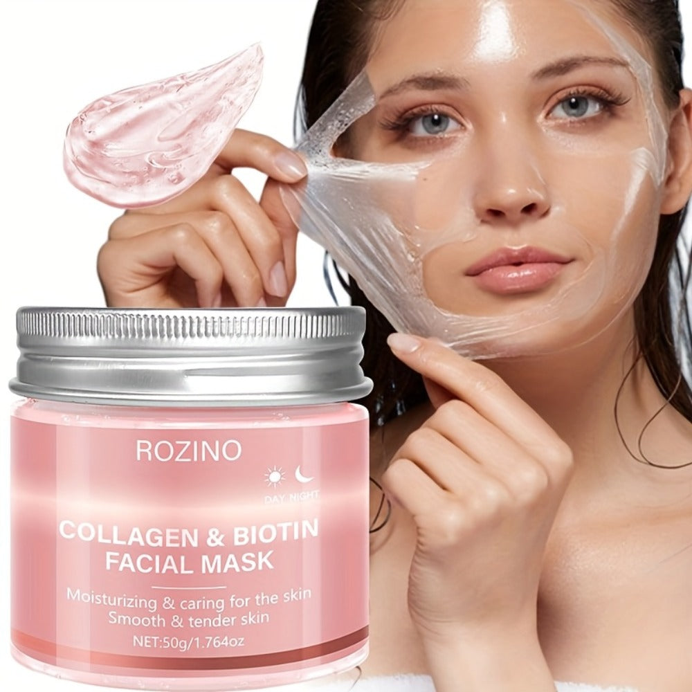 Biotin Collagen Face Mask 50g, Hydrating Anti-Aging Skin Firming Mask, Day & Night Brightening Treatment, Smooths Wrinkles & Plumps Skin for Youthful Radiant Complexion ¨C Ideal Skincare Gift for Women