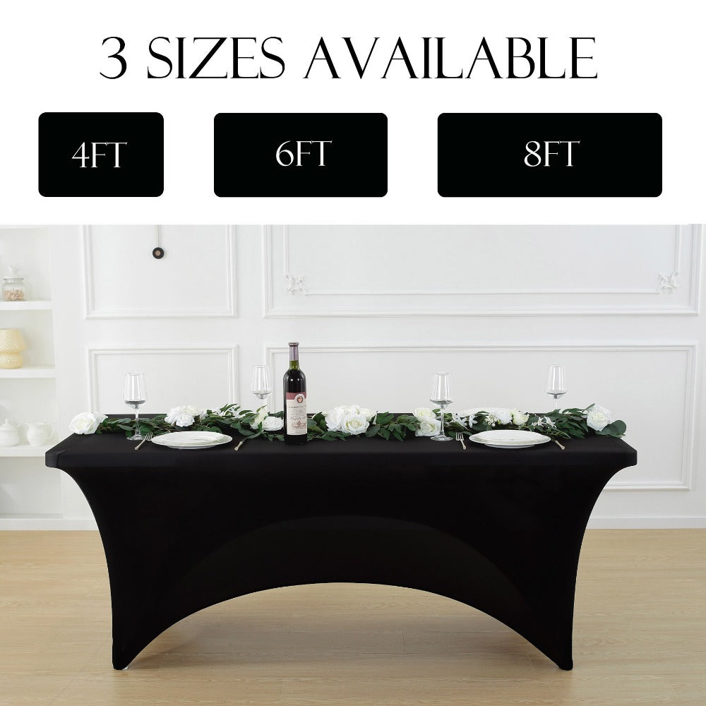 Spandex Tablecloth Stretch Table Cover Fitted Rectangle Table Cloth for Wedding Party Event 3/5pcs White Black