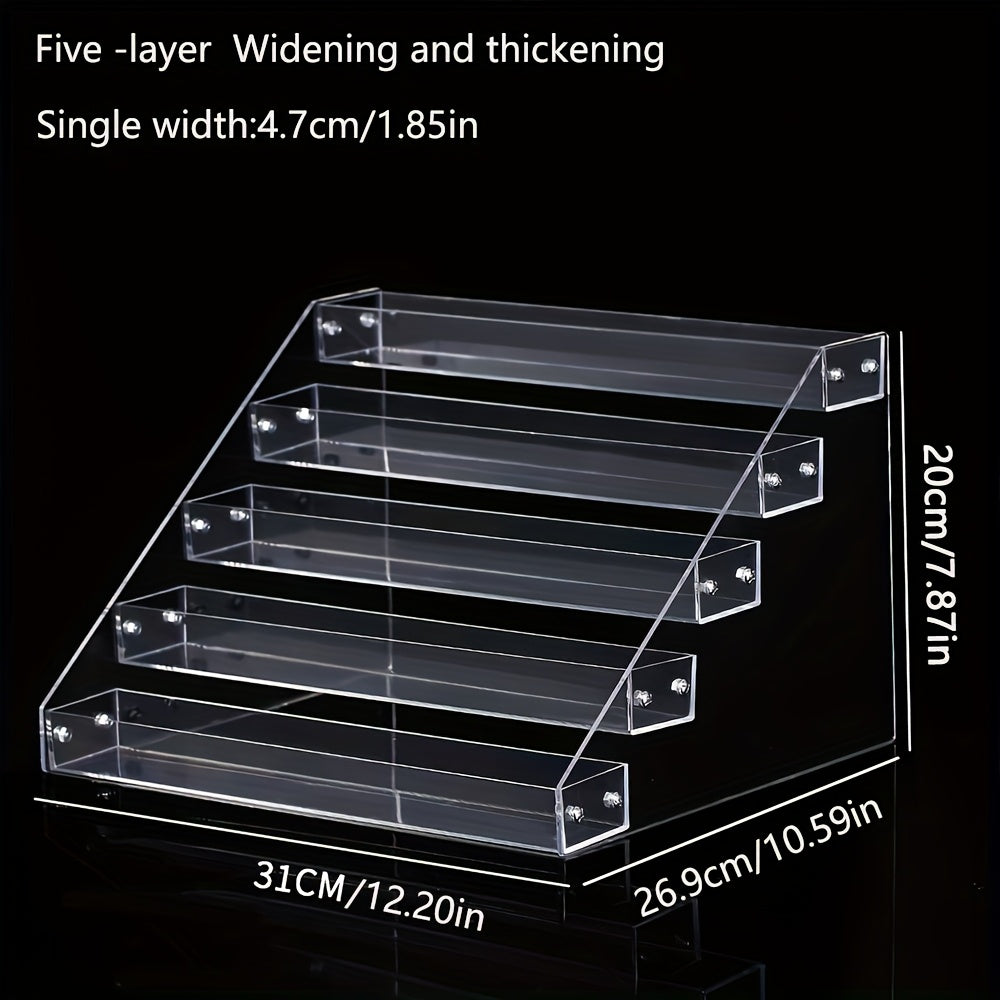 Clear Acrylic Makeup Organizer 5-Tier Cosmetic Storage with Multiple Compartments for Perfume Lipstick Skincare Nail Polish Jewelry Vanity Dorm Bedroom
