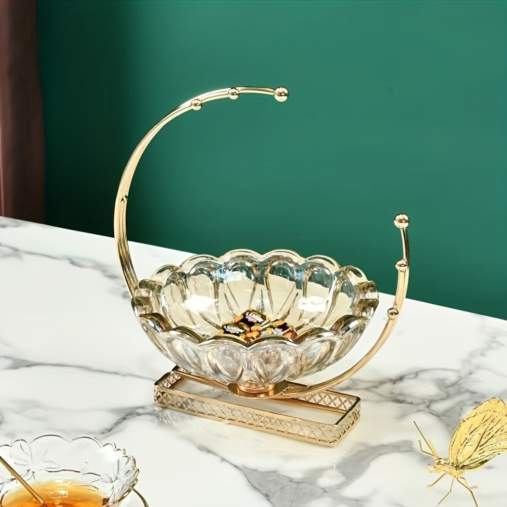 Glass Fruit Bowl Decorative Serving Tray - Modern Minimalist Centerpiece for Living Room, Dining & Kitchen | European Luxury Style Home Decor, Party Display for Thanksgiving, Christmas & New Year
