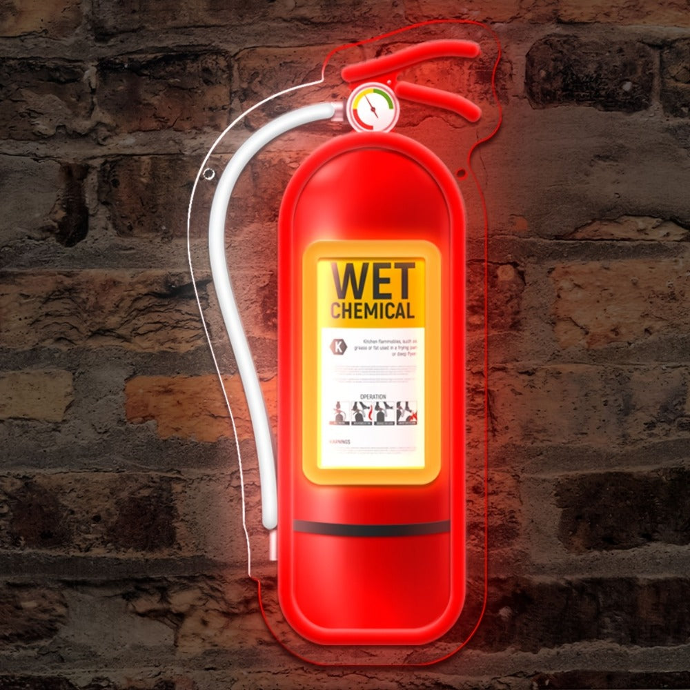 Neon Sign USB Powered Retro Wall Hanging Light - UV Reactive LED Art Decor with Switch Control for Bedroom Bar Man Cave Game Room Festival Party Decor Gas Tank Fire Extinguisher Design