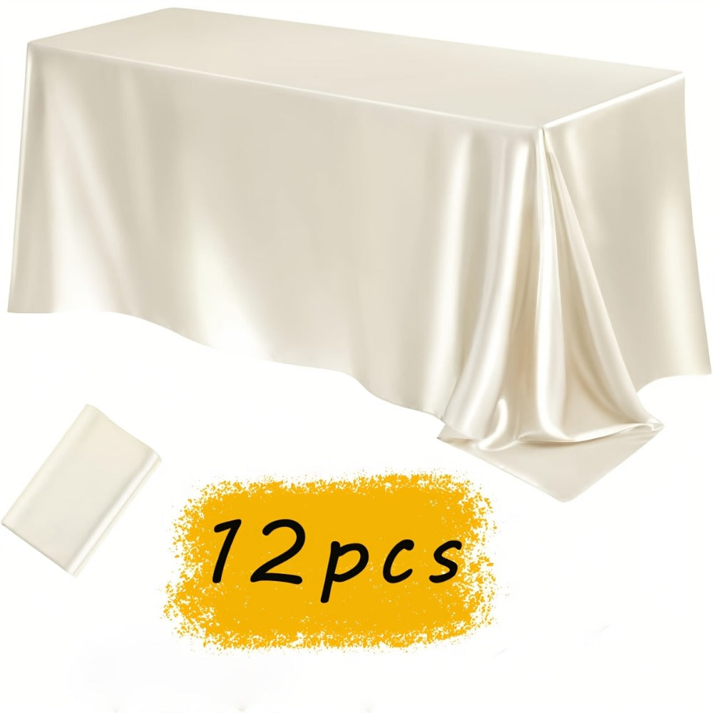 Satin Tablecloth 12pcs 57¡±x102¡± Rectangular Silky Smooth Fabric Table Cover for Wedding Banquet Birthday Party Holiday Event