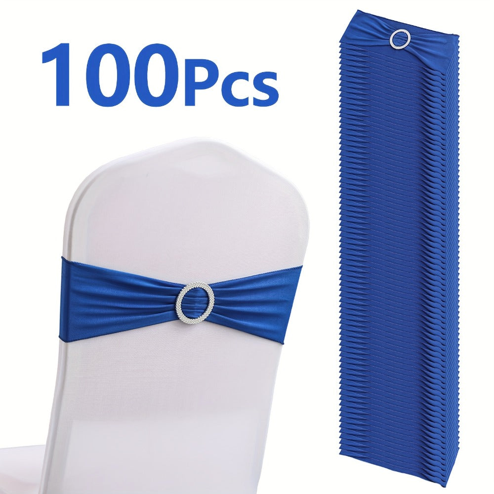 Chair Sashes for Wedding 100pcs Stretch Spandex Elastic Chair Sash Bands with Buckle for Dining Chairs Banquet Party Event Decor - Bulk Set Multiple Colors