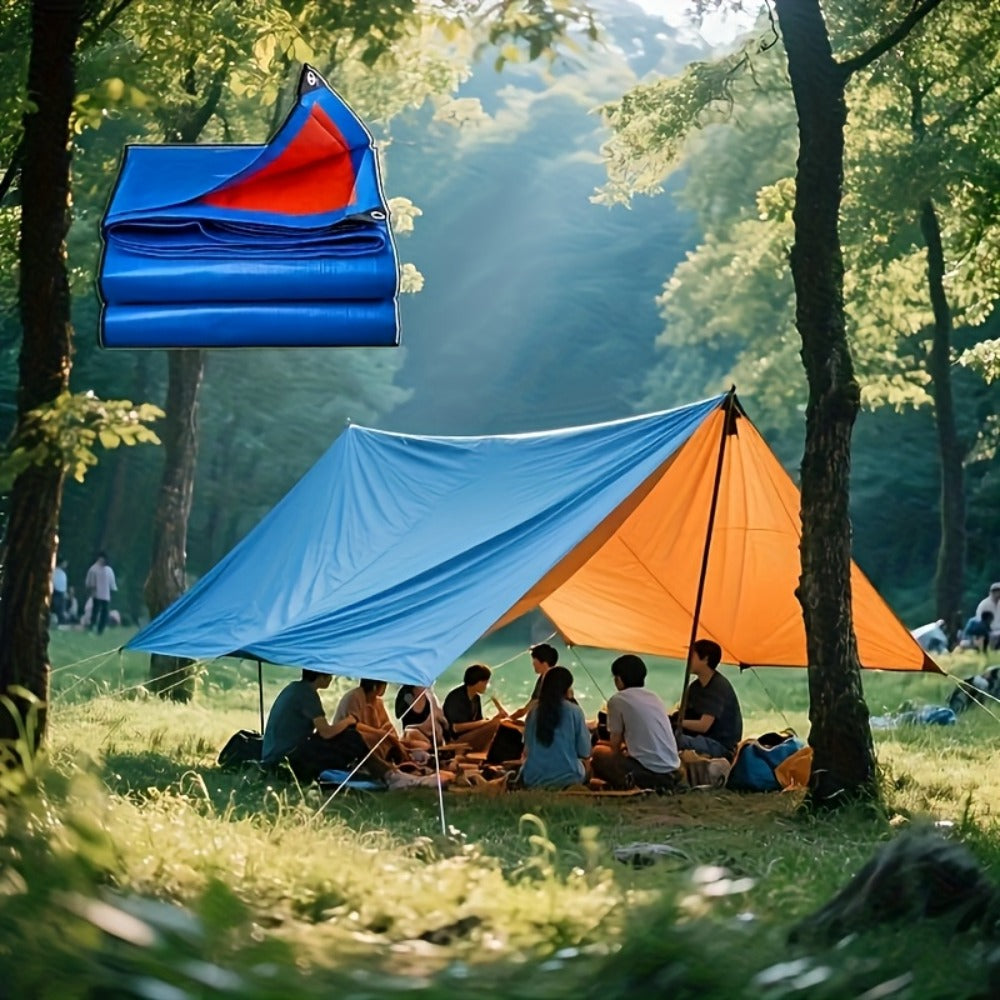 Heavy Duty Tarp Waterproof UV Resistant Tarpaulin ¨C Thickened PE Double-Sided Blue Orange Rainproof Sun Shade Cover with Grommets & Rope for Outdoor Camping Garden Vehicle Boat Protection